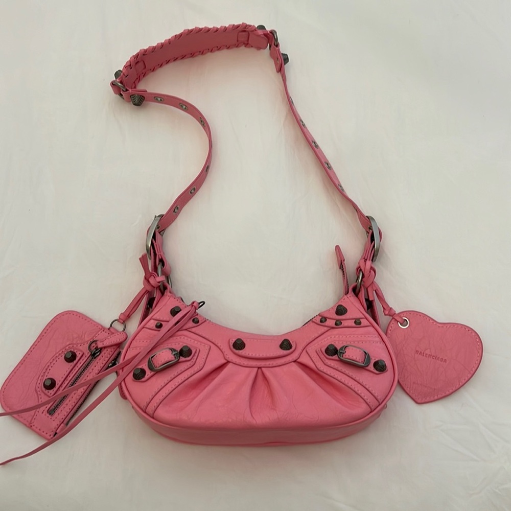 Pink leather bag new le cagole